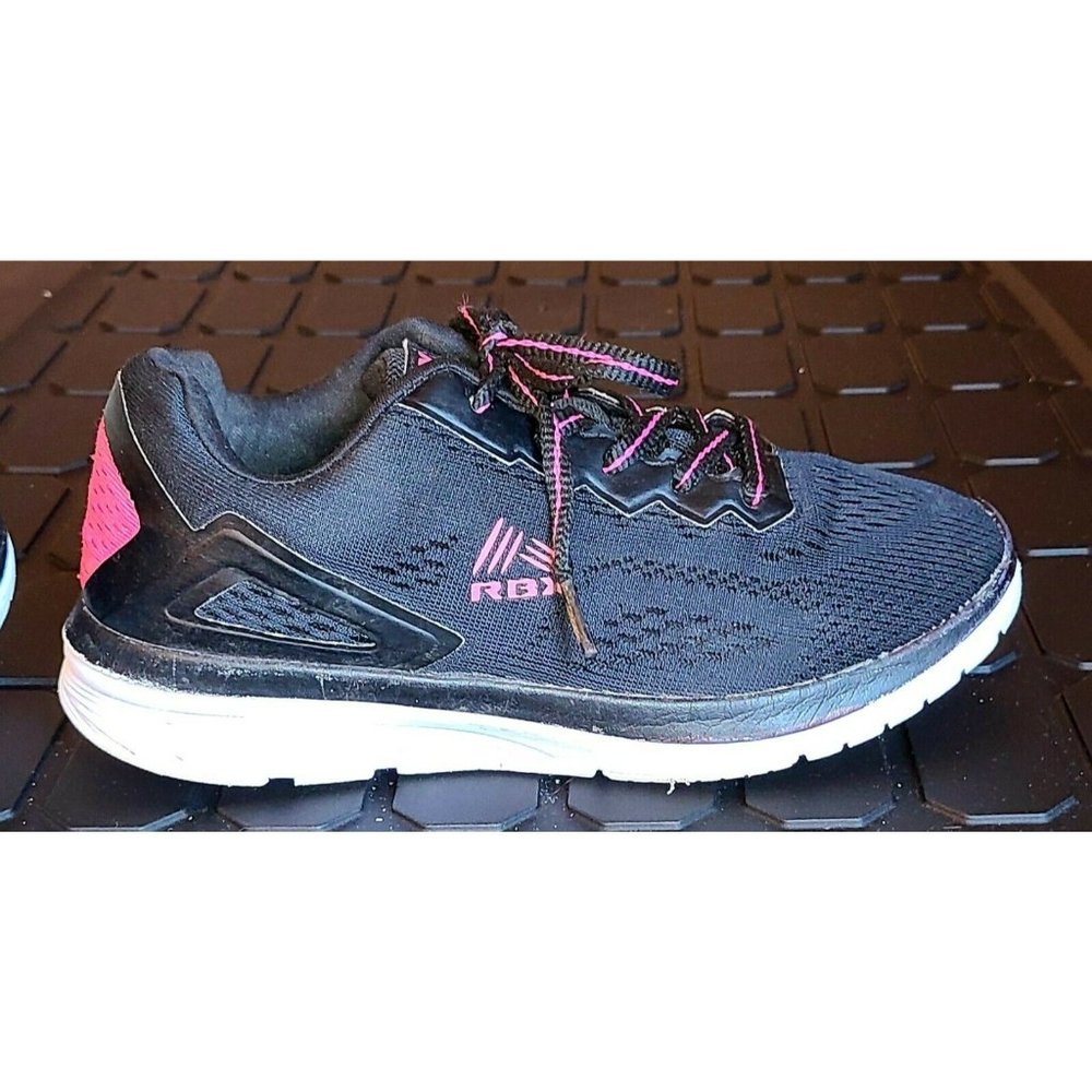 RBX Girls Lace Up Active Sneakers Black & Pink EF4923 Size 3US